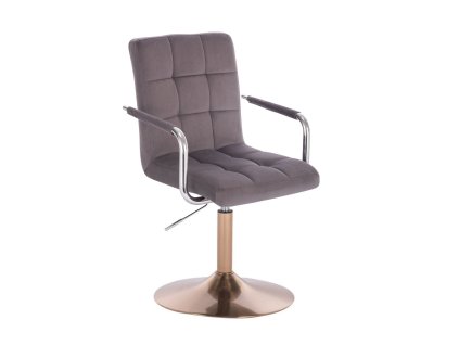 Židle VERONA VELUR na zlatém talíři - tmavě šedá