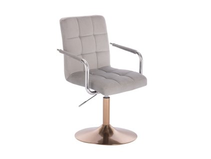 Židle VERONA VELUR na zlatém talíři - světle šedá