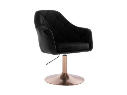 Křeslo ANDORA VELUR na zlatém talíři - černé