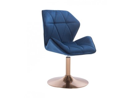 Židle MILANO MAX VELUR na zlatém talíři - modrá