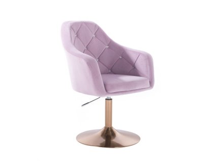 Křeslo ROMA VELUR na zlatém talíři - levandule