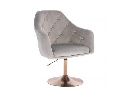 Křeslo ANDORA VELUR na zlatém talíři - světle šedé