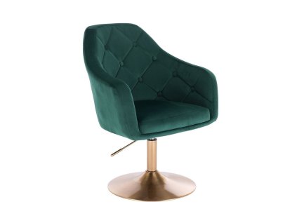 Křeslo ANDORA VELUR na zlatém talíři - zelené