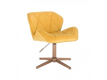 Židle MILANO VELUR na zlatém kříži - žlutá