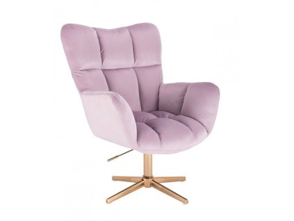 Křeslo AURORA VELUR na zlatém kříži - levandule