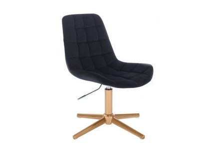 Židle PARIS VELUR na zlatém kříži - černá