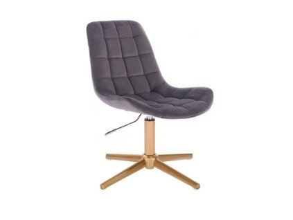 Židle PARIS VELUR na zlatém kříži - šedá