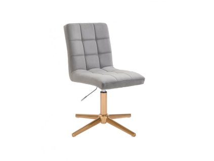 Židle TOLEDO VELUR na zlatém kříži - světle šedá