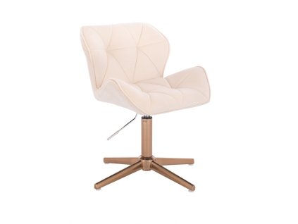 Židle MILANO VELUR na zlatém kříži - krémová