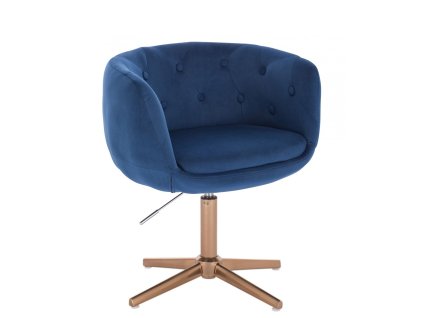 Židle MONTANA VELUR na zlatém kříži - modrá