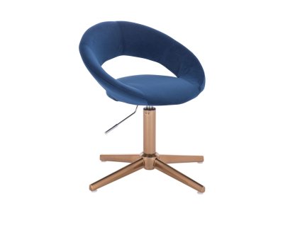 Židle NAPOLI VELUR na zlatém kříži - modrá