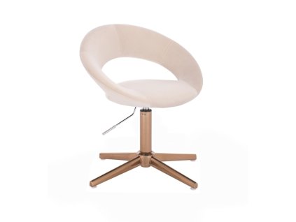 Židle NAPOLI VELUR na zlatém kříži - krémová