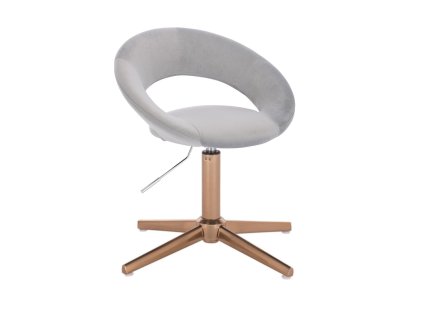 Židle NAPOLI VELUR na zlatém kříži - světle šedá