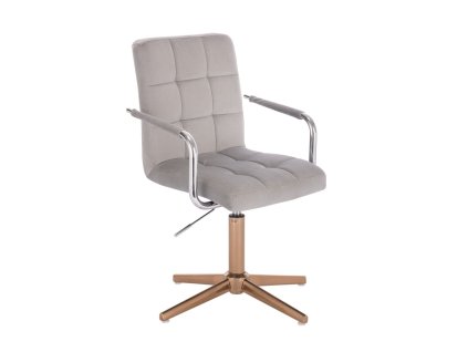 Židle VERONA VELUR na zlatém kříži - světle šedá