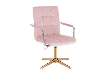 Židle VERONA VELUR na zlatém kříži - světle růžová