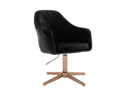 Křeslo ANDORA VELUR na zlatém kříži - černé