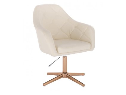 Křeslo ANDORA na zlatém kříži - krémové