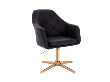 Křeslo ANDORA na zlatém kříži - černé