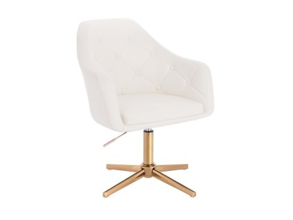 Křeslo ANDORA na zlatém kříži - bílé