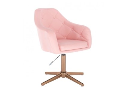 Křeslo ANDORA na zlatém kříži - světle růžové