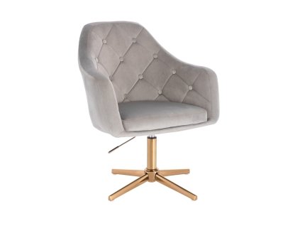 Křeslo ANDORA VELUR na zlatém kříži - světle šedé