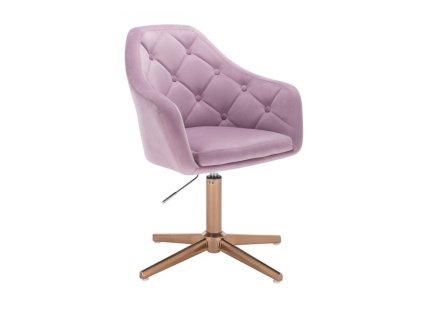 Křeslo ANDORA VELUR na zlatém kříži - levandule