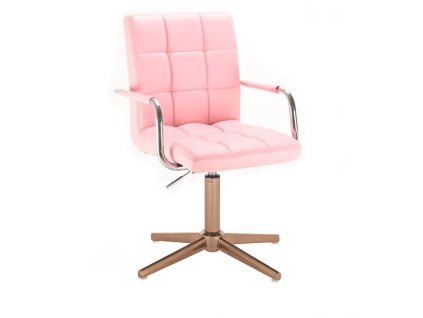 Židle VERONA na zlatém kříži - světle růžová