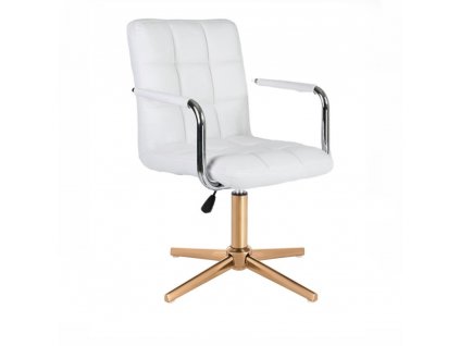 Židle VERONA na zlatém kříži - bílá