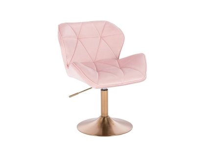 Židle MILANO VELUR na zlatém talíři - světle růžová