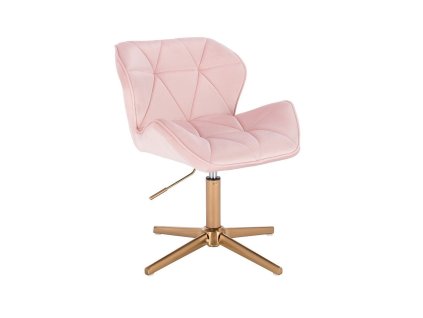 Židle MILANO VELUR na zlatém kříži - světle růžová
