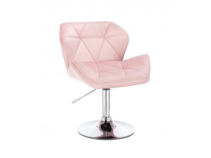 Židle MILANO VELUR na stříbrném talíři - světle růžová