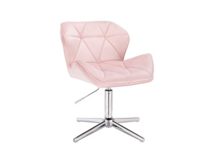 Židle MILANO VELUR na stříbrném kříži - světle růžová