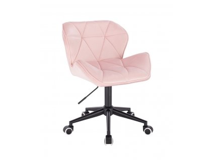 Židle MILANO VELUR na černé podstavě s kolečky - světle růžová