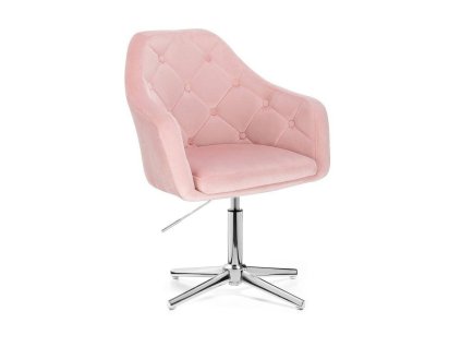 Křeslo ANDORA VELUR na stříbrném kříži - světle růžové