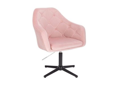 Křeslo ANDORA VELUR na černém kříži - světle růžové