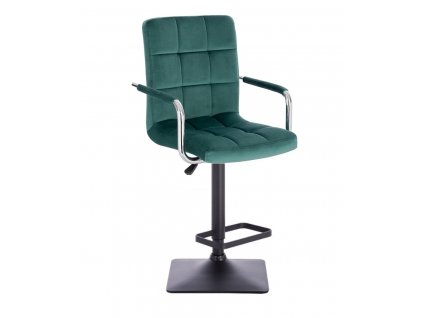 Barová židle VERONA VELUR na černé základně - zelená