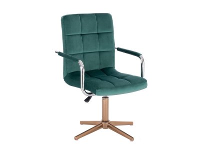 Židle VERONA VELUR na zlatém kříži - zelená