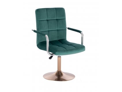 Židle VERONA VELUR na zlatém talíři - zelená