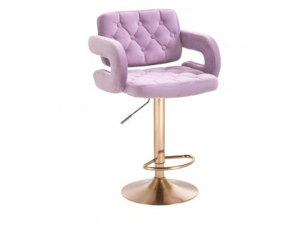 Barová židle ADRIA VELUR na zlatém talíři - levandule
