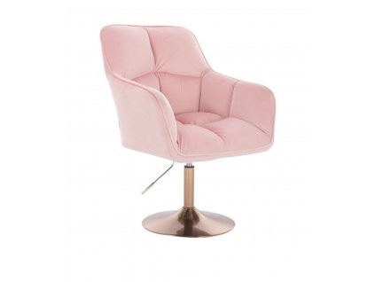 Křeslo AMALFI VELUR na zlatém talíři - růžové