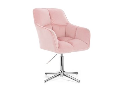 Křeslo AMALFI VELUR na stříbrném kříži - růžové