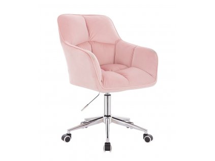 Křeslo AMALFI VELUR na stříbrné podstavě s kolečky - růžové