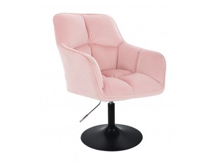 Křeslo AMALFI VELUR na černém talíři - růžové