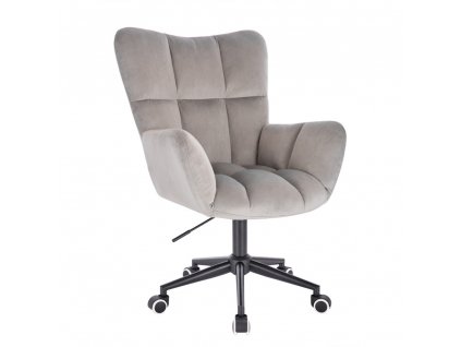 Křeslo AURORA VELUR na černé podstavě s kolečky - světle šedé