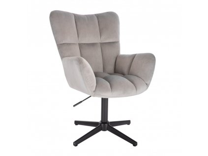 Křeslo AURORA VELUR na černém kříži - světle šedé