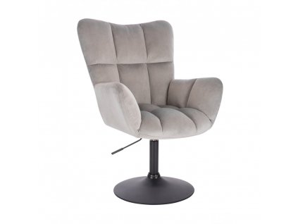 Křeslo AURORA VELUR na černém talíři - světle šedé