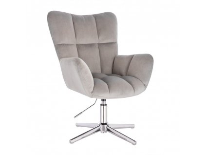 Křeslo AURORA VELUR na stříbrném kříži - světle šedé