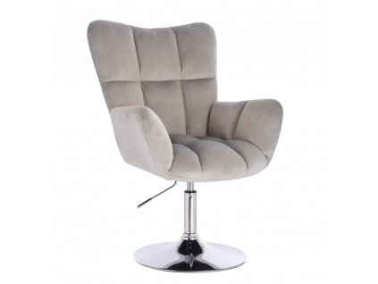 Křeslo AURORA VELUR na stříbrném talíři - světle šedé