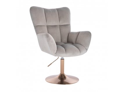 Křeslo AURORA VELUR na zlatém talíři - světle šedé