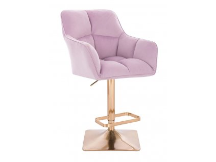 Barová židle AMALFI VELUR na zlaté hranaté podstavě - levandule